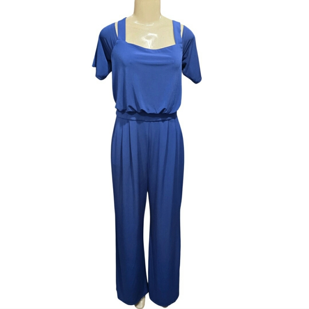Vince Camuto Blouson Crepe Wide Leg Jumpsuit Size 8 New